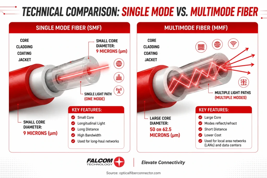 kabel fiber optik Single Mode dan Multi mode perbedaan dan fungsinya